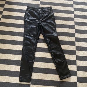 High rise vegan leather jeans - coated skinny jeans